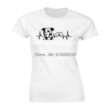 Load image into Gallery viewer, Funny Personality Pitbull Love Heartbeat Print T-shirt Summer Women Short Sleeve O-neck Cotton T Shirt Girl Harajuku Tees Tops