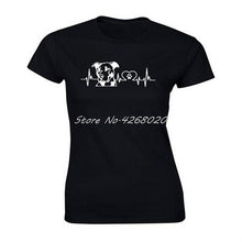 Load image into Gallery viewer, Funny Personality Pitbull Love Heartbeat Print T-shirt Summer Women Short Sleeve O-neck Cotton T Shirt Girl Harajuku Tees Tops