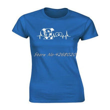 Load image into Gallery viewer, Funny Personality Pitbull Love Heartbeat Print T-shirt Summer Women Short Sleeve O-neck Cotton T Shirt Girl Harajuku Tees Tops