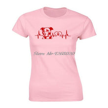 Load image into Gallery viewer, Funny Personality Pitbull Love Heartbeat Print T-shirt Summer Women Short Sleeve O-neck Cotton T Shirt Girl Harajuku Tees Tops
