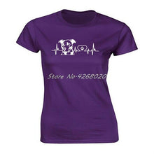 Load image into Gallery viewer, Funny Personality Pitbull Love Heartbeat Print T-shirt Summer Women Short Sleeve O-neck Cotton T Shirt Girl Harajuku Tees Tops