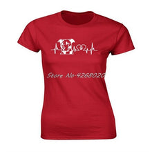 Load image into Gallery viewer, Funny Personality Pitbull Love Heartbeat Print T-shirt Summer Women Short Sleeve O-neck Cotton T Shirt Girl Harajuku Tees Tops