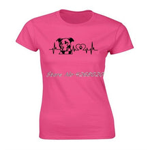 Load image into Gallery viewer, Funny Personality Pitbull Love Heartbeat Print T-shirt Summer Women Short Sleeve O-neck Cotton T Shirt Girl Harajuku Tees Tops