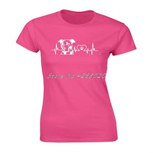 Load image into Gallery viewer, Funny Personality Pitbull Love Heartbeat Print T-shirt Summer Women Short Sleeve O-neck Cotton T Shirt Girl Harajuku Tees Tops
