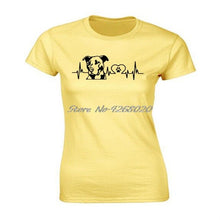 Load image into Gallery viewer, Funny Personality Pitbull Love Heartbeat Print T-shirt Summer Women Short Sleeve O-neck Cotton T Shirt Girl Harajuku Tees Tops