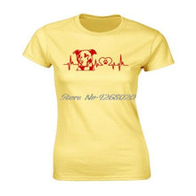 Load image into Gallery viewer, Funny Personality Pitbull Love Heartbeat Print T-shirt Summer Women Short Sleeve O-neck Cotton T Shirt Girl Harajuku Tees Tops